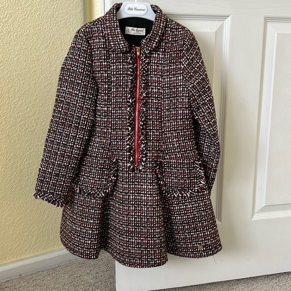 Pili Carrera tweed dress. Half zipper. New no tags. Made in Spain. Size 8